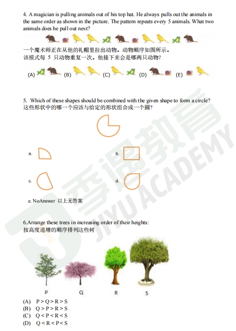 袋鼠数学真题